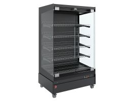 Warmte vitrine, zelfbediening, met glazen deur, op wielen - FULL BLACK