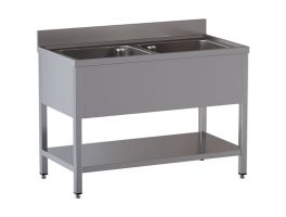 Spoeltafel 2 kuipen met onderlegplank