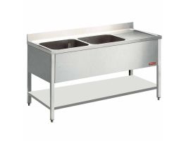 Spoeltafel met 2 kuipen  en 1 druipvlak