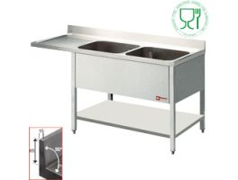 Spoeltafel met 2 kuipen en 1 druipvlak