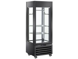 FULL glazen vitrine" 440 liter, 2 planken & vleesstang, geventileerd - MEAT - ZWART