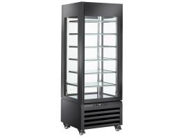 FULL glazen vitrine" 440 Lt., 6 glazen niveaus, statisch - ICE CREAM - ZWART