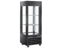 FULL glazen vitrine" 440 liter, 1 niveau + 2 planken, geventileerd - WINE - ZWART