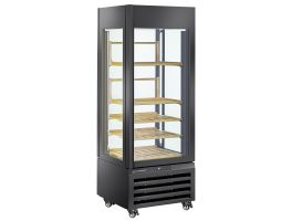 FULL glazen vitrine" 440 liter, 1 niveau + 4 planken, geventileerd - WINE - ZWART
