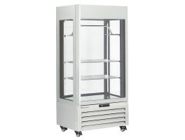 FULL glazen vitrine" 600 liter, 2 planken & vleesstang, geventileerd - MEAT - WIT