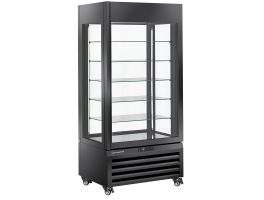 FULL glazen vitrine" 600 liter, 5 glazen niveaus, geventileerd - CHOCOLATE - ZWART