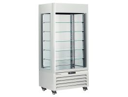 FULL glazen vitrine" 600 liter, 5 glazen niveaus, geventileerd - CHOCOLATE - WIT