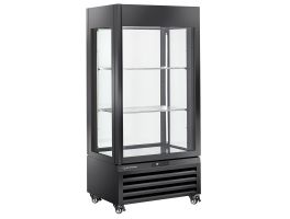 FULL glazen vitrine" 600 liter, 1 niveau + 2 planken, geventileerd - WINE - ZWART
