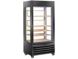 FULL glazen vitrine" 600 liter, 1 niveau + 4 planken, geventileerd - WINE - ZWART
