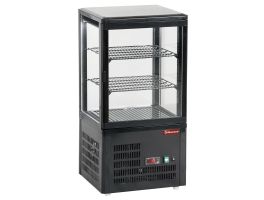 Opzetvitrine geventileerd, 4 zijden in glas, 3 niveaus "Black"