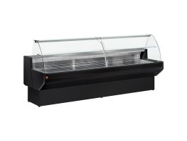 Gekoelde vitrinetoonbank met gebogen ruiten, met reserve - ZWART