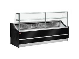 Gekoelde uitstaltoonbank - Neutrale versie rechte ruiten 90°, zonder reserve