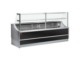 Gekoelde uitstaltoonbank rechte ruiten 90°, met reserve