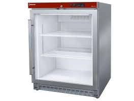 Koelkast geventileerd, glazen deur, 150 liter. R.V.S