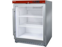 Koelkast geventileerd, glazen deur, 150 liter. R.V.S.