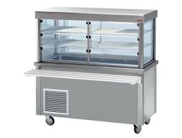 Vitrine element met gekoelde top op open kast