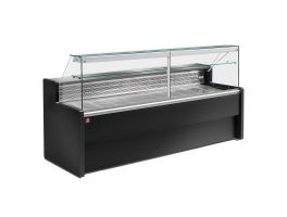 Gekoelde vitrinetoonbank met rechte ruit 90°, met reserve - ZWART
