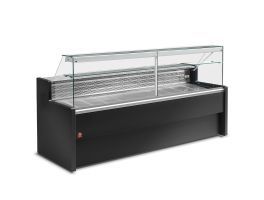 Gekoelde vitrinetoonbank met rechte ruit 90°, met reserve - ZWART