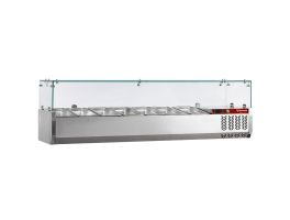 Gekoelde opzetstructuur 7x GN 1/4 - 150 mm, met glasopbouw