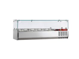 Gekoelde opzetstructuur 4x GN 1/3 -150mm, met glasopbouw