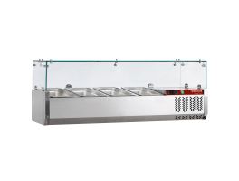 Gekoelde opzetstructuur 7 x GN1/3 - 150 mm, met glasopbouw