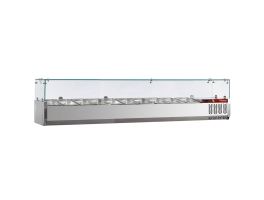 Gekoelde opzetstructuur 9x GN 1/3 - 150 mm, met glasopbouw