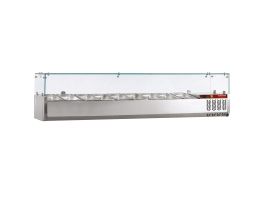 Gekoelde opzetstructuur 10x GN 1/4 - 150 mm, met glasopbouw