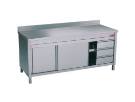 Neutrale werktafelkast met rechts 3 laden