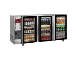 Flessenkoeler, roestvrij staal, 3 glazen deuren, 579 liter