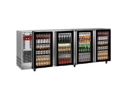 Flessenkoeler, roestvrij staal, 4 glazen deuren, 783 liter