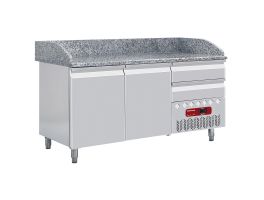 Frigotafel, 2 deuren 600x400 mm en 2 neutrale laden (4x bakken 600x400)
