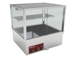 Warmvitrine, bain-marie 2x GN 1/1, panoramische