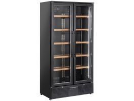 Wijnkast vitrine, dubbele deur, 460 liter, 1 temperatuur - ZWART