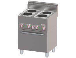 Fornuis met 4 elektrische kookplaten op conventieoven GN1/1