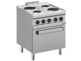 Elektrisch fornuis 4 platen, op elektrische oven GN 2/1