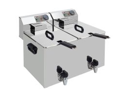 Elektrische friteuse tafelmodel 2x 8 liter + aftapkraan