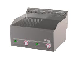 Dubbele elektrische kookplaat, 1/2 geribbeld 1/2 glad -Top-