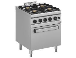 Gasfornuis 4 branders, op gasoven GN 2/1