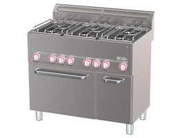 Fornuis 6 branders op conventieoven GN1/1 en neutrale kast