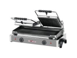 Elektrische panini grill DUBBEL, geribde platen