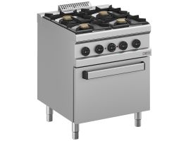 Gasfornuis 4 branders, elektrische convectie-oven GN 1/1