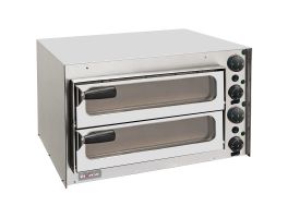 Pizza oven 350 mm, met glazen deurtje, met dubbele kamer