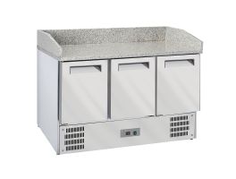 3-deurs koeltafel voor pizza's GN1/1, Granieten blad