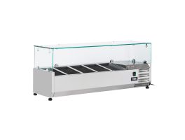Gekoelde opzetstructuur 5x GN 1/4 - 150 mm, met glasopbouw