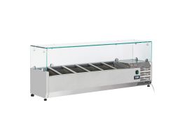 Gekoelde opzetstructuur 6x GN1/4 - 150 mm, met glasopbouw