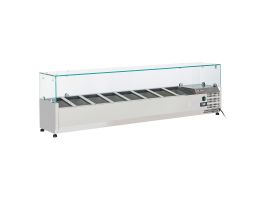 Gekoelde opzetstructuur 8x GN 1/4 - 150 mm, met glasopbouw
