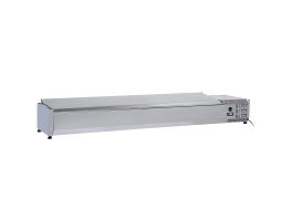Gekoelde opzetvitrine 10x GN1/4 - 150 mm, met R.V.S. deksel