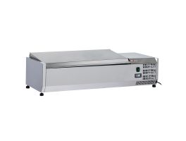 Gekoelde opzetvitrine 3 x GN 1/3 & 1x GN 1/2 -150 mm, met R.V.S. deksel