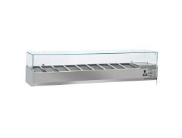 Gekoelde opzetstructuur 9x GN1/3 - 150 mm, met glasopbouw