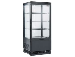 Vitrine tafelmodel geventileerd, 4 glazen zijden, 4 niveau, 80 litres - "Zwart"